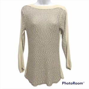 Sundance Beige Boucle Front Sweater Size S